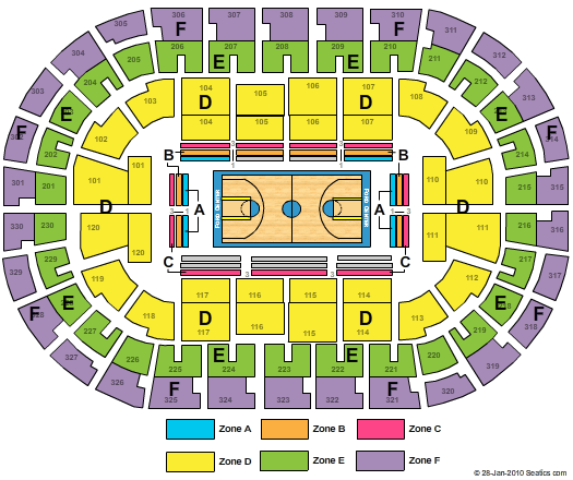 Paycom Center Basketball Zone Seating Chart